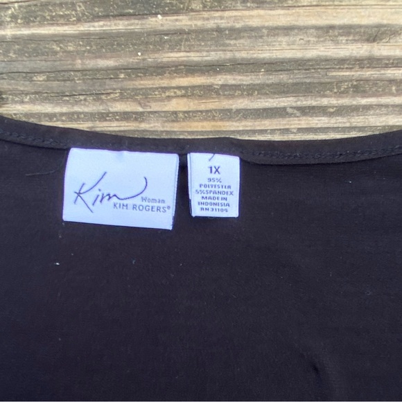 Kim Roger’s snake print black shark bite blouse size 1X ruched sleeves - Picture 8 of 9